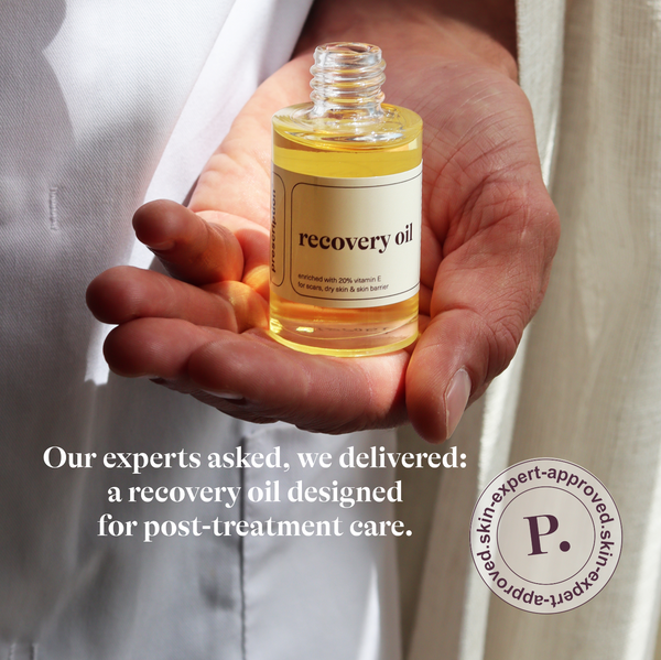 Prescription Skincare Recovery Oil in gebruik — herstellende olie voor de gevoelige huid